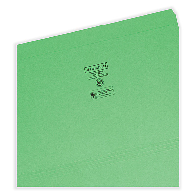 Smead Reinforced Top Tab Colored File Folders, Straight Tabs, Legal Size, 0.75" Expansion, Green, 100/Box (SMD17110)