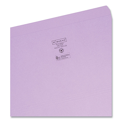 Smead Reinforced Top Tab Colored File Folders, Straight Tabs, Legal Size, 0.75" Expansion, Lavender, 100/Box (SMD17410)