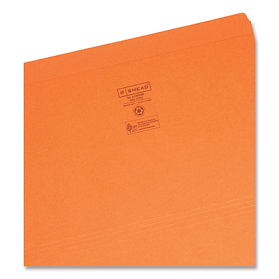 Smead Reinforced Top Tab Colored File Folders, Straight Tabs, Legal Size, 0.75" Expansion, Orange, 100/Box (SMD17510)