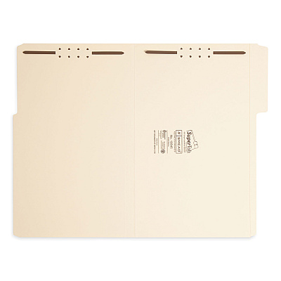 Smead SuperTab Reinforced Guide Height Fastener Folders, 14-pt Manila, 0.75" Expansion, 2 Fasteners, Legal Size, Manila, 50/Box (SMD19545)
