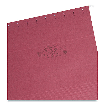 Smead Colored Hanging File Folders with 1/5 Cut Tabs, Letter Size, 1/5-Cut Tabs, Maroon, 25/Box (SMD64073)
