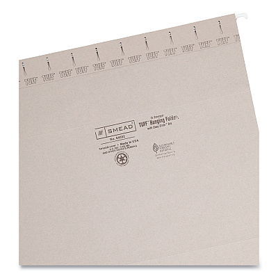 Smead TUFF Hanging Folders with Easy Slide Tab, Letter Size, 1/3-Cut Tabs, Steel Gray, 18/Box (SMD64092)