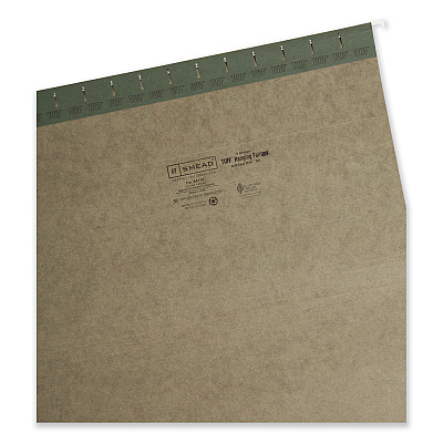Smead TUFF Hanging Folders with Easy Slide Tab, Legal Size, 1/3-Cut Tabs, Standard Green, 20/Box (SMD64136)