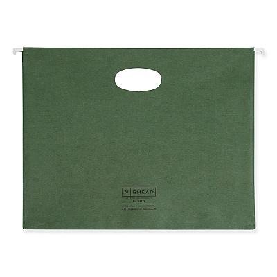 Smead 100% Recycled Hanging Pockets with Full-Height Gusset, 1 Section, 3.5" Capacity, Letter Size, Standard Green, 10/Box (SMD64226)