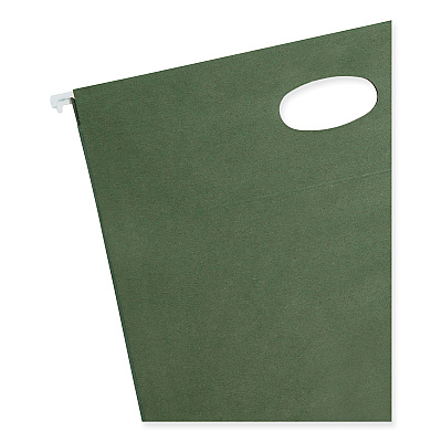 Smead 100% Recycled Hanging Pockets with Full-Height Gusset, 1 Section, 3.5" Capacity, Letter Size, Standard Green, 10/Box (SMD64226)
