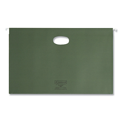Smead Hanging Pockets with Full-Height Gusset, 1 Section, 1.75" Capacity, Legal Size, Standard Green, 25/Box (SMD64318)