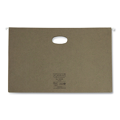 Smead 100% Recycled Hanging Pockets with Full-Height Gusset, 1 Section, 3.5" Capacity, Legal Size, Standard Green, 10/Box (SMD64326)
