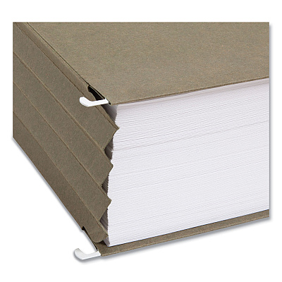 Smead 100% Recycled Hanging Pockets with Full-Height Gusset, 1 Section, 3.5" Capacity, Legal Size, Standard Green, 10/Box (SMD64326)
