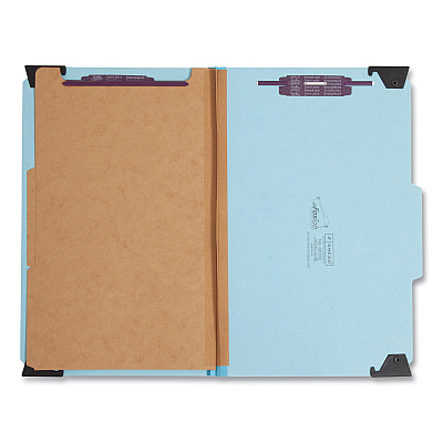 Smead FasTab Hanging Pressboard Classification Folders, 2 Dividers, Legal Size, Blue (SMD65165)