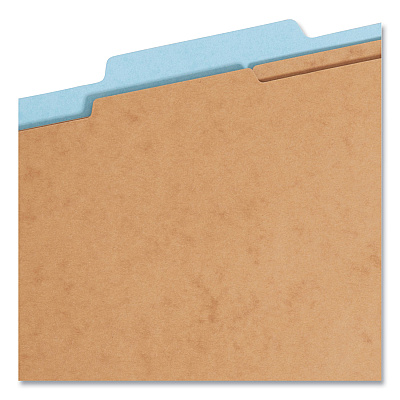 Smead FasTab Hanging Pressboard Classification Folders, 2 Dividers, Legal Size, Blue (SMD65165)