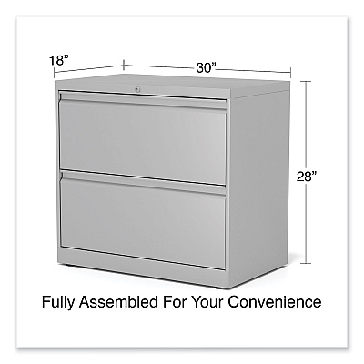 Alera Lateral File, 2 Legal/Letter-Size File Drawers, Light Gray, 36" x 18.63" x 28" (ALEHLF3029LG)