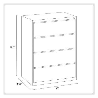 Alera Lateral File, 4 Legal/Letter-Size File Drawers, Black, 30" x 18.63" x 52.5" (ALEHLF3054BL)