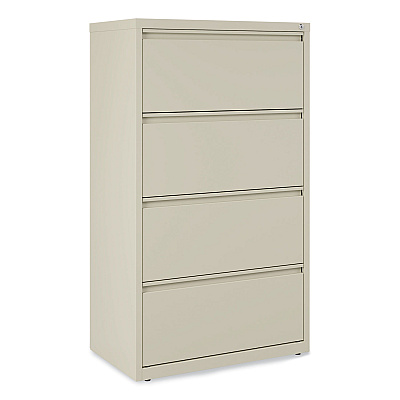 Alera Lateral File, 4 Legal/Letter-Size File Drawers, Putty, 30" x 18.63" x 52.5" (ALEHLF3054PY)