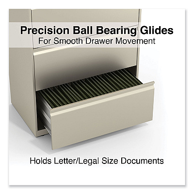 Alera Lateral File, 4 Legal/Letter-Size File Drawers, Putty, 30" x 18.63" x 52.5" (ALEHLF3054PY)