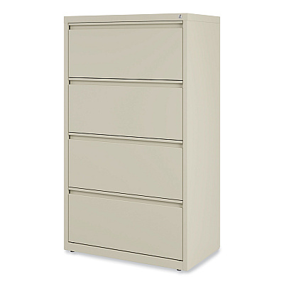 Alera Lateral File, 4 Legal/Letter-Size File Drawers, Putty, 30" x 18.63" x 52.5" (ALEHLF3054PY)