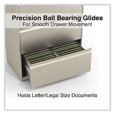 Alera Lateral File, 4 Legal/Letter-Size File Drawers, Putty, 30" x 18.63" x 52.5" (ALEHLF3054PY)