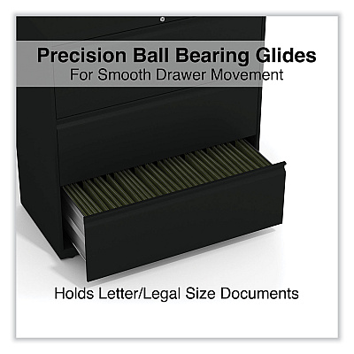 Alera Lateral File, 3 Legal/Letter/A4/A5-Size File Drawers, Black, 36" x 18.63" x 40.25" (ALEHLF3641BL)