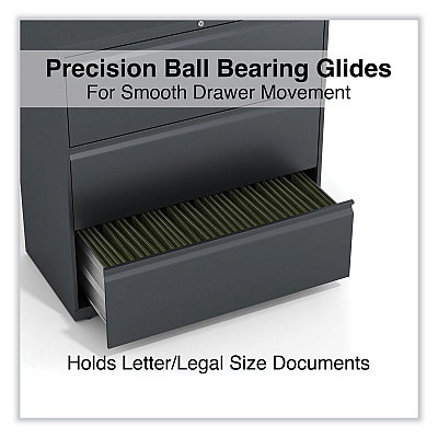 Alera Lateral File, 3 Legal/Letter/A4/A5-Size File Drawers, Charcoal, 36" x 18.63" x 40.25" (ALEHLF3641CC)