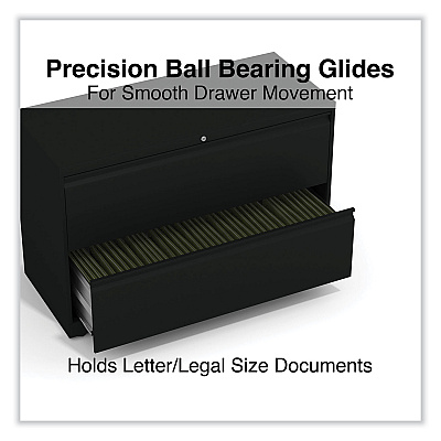 Alera Lateral File, 2 Legal/Letter-Size File Drawers, Black, 42" x 18.63" x 28" (ALEHLF4229BL)