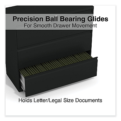 Alera Lateral File, 3 Legal/Letter/A4/A5-Size File Drawers, Black, 42" x 18.63" x 40.25" (ALEHLF4241BL)