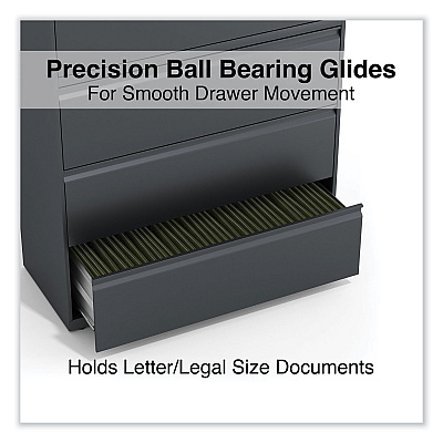 Alera Lateral File, 4 Legal/Letter/A4/A5-Size File Drawers, Charcoal, 42" x 18.63" x 52.5" (ALEHLF4254CC)