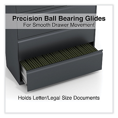 Alera Lateral File, 5 Legal/Letter/A4/A5-Size File Drawers, Charcoal, 42" x 18.63" x 67.63" (ALEHLF4267CC)