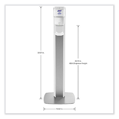 PURELL MESSENGER ES6 Floor Stand with Dispenser, 1,200 mL, 13.16 x 16.63 x 51.57, Silver/White (GOJ7306DSSLV)