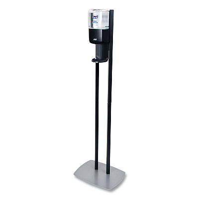PURELL ES8 Hand Sanitizer Floor Stand with Dispenser, 1,200 mL, 13.5 x 5 x 28.5, Graphite/Silver (GOJ7218DS)