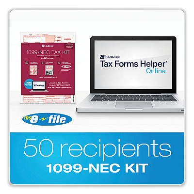 Adams 1099-NEC + 1096 Tax Form Bundle, Inkjet/Laser, Fiscal Year: 2023, 5-Part, 8.5 x 3.67, 3 Forms/Sheet, 24 Forms Total (ABFX5241NEC22)