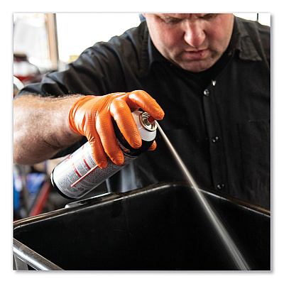 GloveWorks by AMMEX Heavy-Duty Industrial Nitrile Gloves, Powder-Free, 8 mil, Medium, Orange, 100/Box (AXCGWON44100)