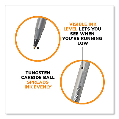 BIC Round Stic Xtra Life Ballpoint Pen, Stick, Medium 1 mm, Black Ink, Translucent Black Barrel, 144/Pack (BICGSM144AZBLK)