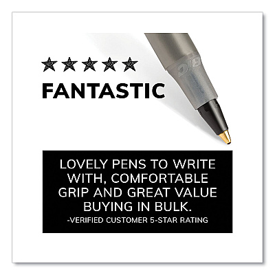 BIC Round Stic Xtra Life Ballpoint Pen, Stick, Medium 1 mm, Black Ink, Translucent Black Barrel, 144/Pack (BICGSM144AZBLK)