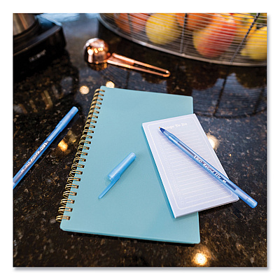 BIC Round Stic Xtra Life Ballpoint Pen, Stick, Medium 1 mm, Blue Ink, Translucent Blue Barrel, 144/Pack (BICGSM144AZBLU)