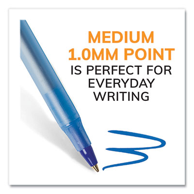 BIC Round Stic Xtra Life Ballpoint Pen, Stick, Medium 1 mm, Blue Ink, Translucent Blue Barrel, 500/Pack (BICGSM500EBLU)