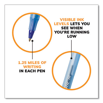 BIC Round Stic Xtra Life Ballpoint Pen, Stick, Medium 1 mm, Blue Ink, Translucent Blue Barrel, 500/Pack (BICGSM500EBLU)