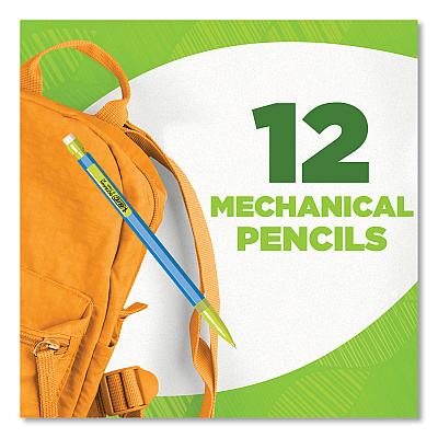 BIC ReVolution Mechanical Pencil, 0.7 mm, HB (#2), Black Lead, Assorted Barrel Colors, 12/Pack (BICMPE12BLK)