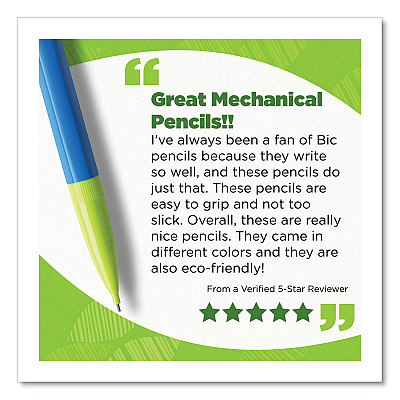 BIC ReVolution Mechanical Pencil, 0.7 mm, HB (#2), Black Lead, Assorted Barrel Colors, 12/Pack (BICMPE12BLK)