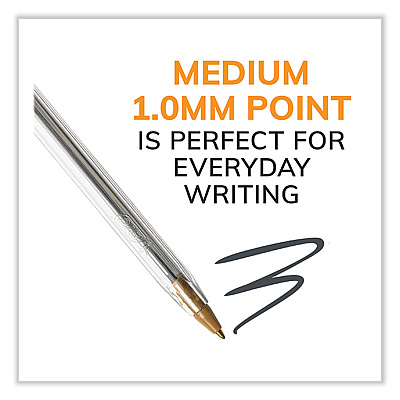 BIC Cristal Xtra Smooth Ballpoint Pen, Stick, Medium 1 mm, Black Ink, Clear Barrel, 24/Box, 6 Boxes/Pack (BICMS144EBLK)