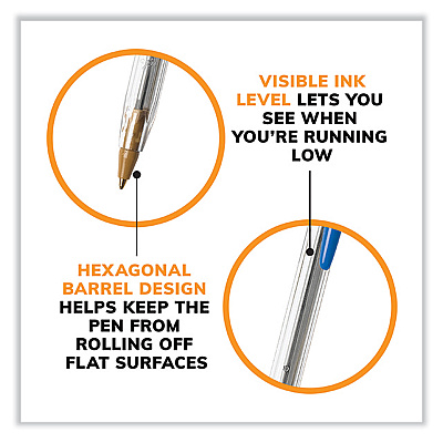BIC Cristal Xtra Smooth Ballpoint Pen, Stick, Medium 1 mm, Blue Ink, Clear Barrel, 24/Box, 6 Boxes/Pack (BICMS144EBLU)