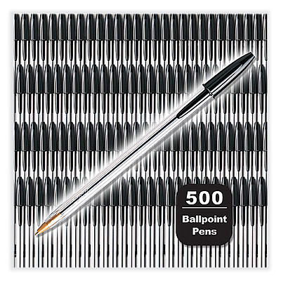 BIC Cristal Xtra Smooth Ballpoint Pen, Stick, Medium 1 mm, Black Ink, Clear Barrel, 500/Pack (BICMS500EBLK)