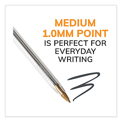 BIC Cristal Xtra Smooth Ballpoint Pen, Stick, Medium 1 mm, Black Ink, Clear Barrel, 500/Pack (BICMS500EBLK)