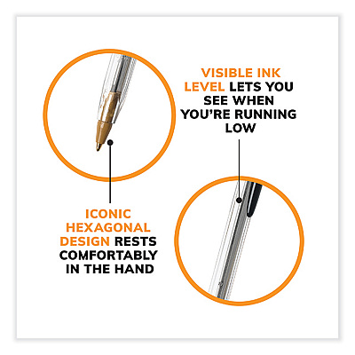 BIC Cristal Xtra Smooth Ballpoint Pen, Stick, Medium 1 mm, Black Ink, Clear Barrel, 500/Pack (BICMS500EBLK)