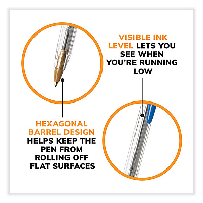 BIC Cristal Xtra Smooth Ballpoint Pen, Stick, Medium 1 mm, Blue Ink, Clear Barrel, 500/Pack (BICMS500EBLU)