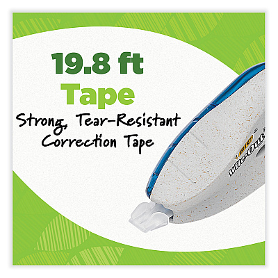 BIC Wite-Out Brand Ecolutions Correction Tape, Non-Refillable, White, 0.2" x 19.8 ft, 10/Pack (BICWOET10WHI)