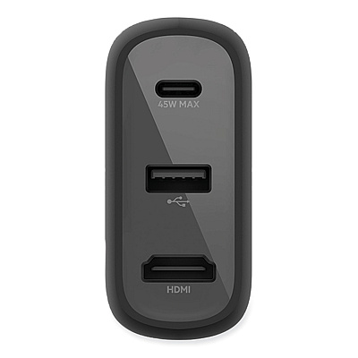 Belkin Connect 46.5W Multi-Port Power Hub for USB-C Laptop or Nintendo Switch, 3 Ports, Black (BLKAVC010TTBK)