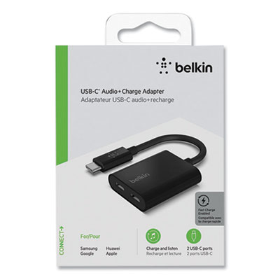 Belkin USB-C Audio+Charge Adapter, Black (F7U081BTBLK)