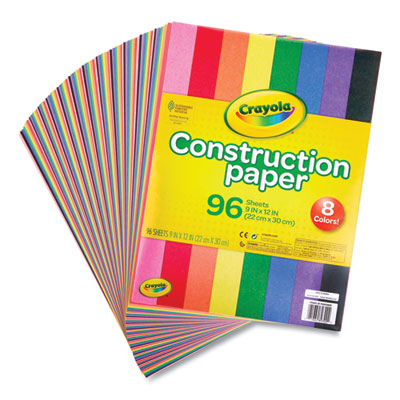 Crayola Construction Paper, 9 x 12, Assorted Colors, 96 Sheets/Pack (CYO993000)