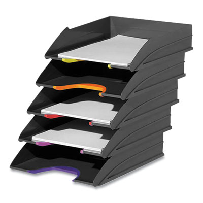 Durable VARICOLOR 5-Compartment Stackable Plastic Letter Tray Set, Letter to Folio Size Files, 10.39 x 13.23 x 2.91, Anthracite Gray (DBL770557)