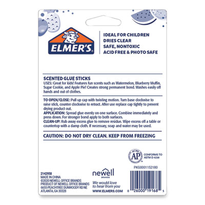 Elmer's Scented Glue Sticks, 0.21 oz, Dries in Assorted Colors, 4 Scents (EPI2142958)
