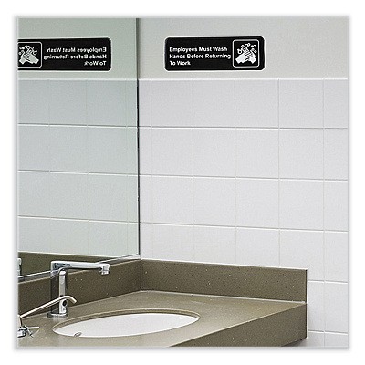 General Printing & Design Indoor/Outdoor Restroom with Braille Text, 6" x 9", Black Face, White Graphics, 3/Pack (EXOHD0049S)